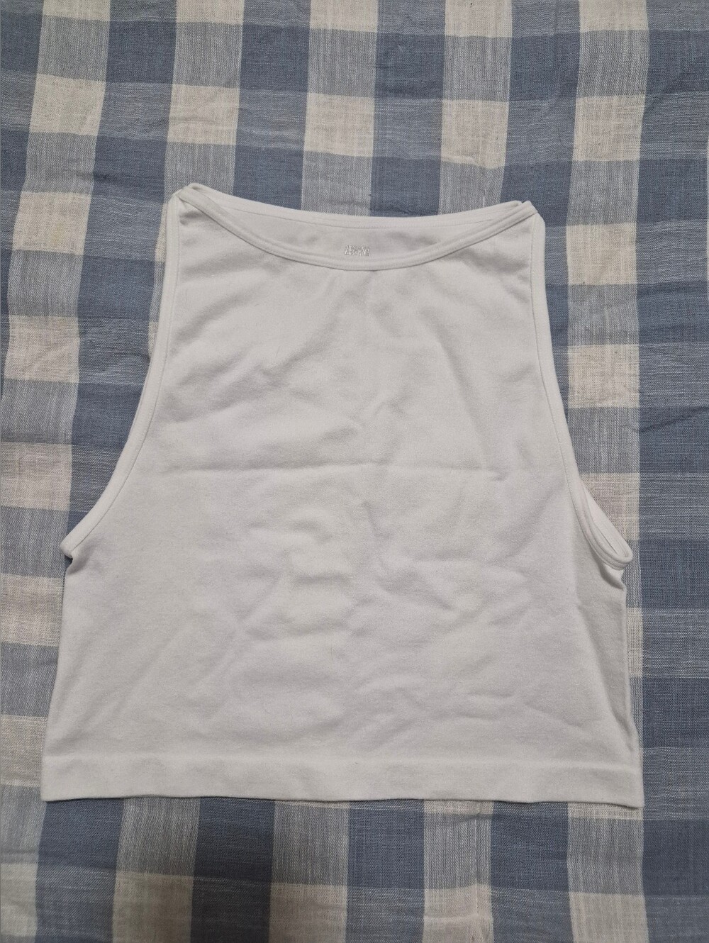 Women's White High-Neck Rib Tank Top